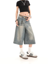 Y2K Streetwear Baggy Wide Leg Cropped Jeans